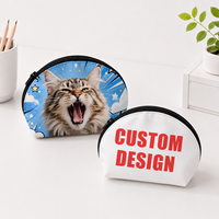 Monedero Personalizado con Foto de Mascota en Forma de Abanico, de Poliéster, Unisex, con Diseño de Dibujos Animados, con Imagen de Perro o Gato Impresa, Mini Bolsa con Cierre, Regalo