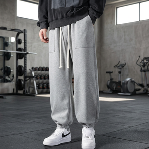 Pantalon de jogging Harem en coton pour homme, taille mi-haute, coupe ample et épaisse, couleur unie, avec cordon de serrage réglable, idéal pour le golf, grandes tailles, collection automne/hiver - Product Image 3
