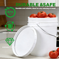 Seau en plastique rond avec logo personnalisé, en PP, de qualité alimentaire, avec poignée, récipient alimentaire en plastique pour l'emballage des fruits et légumes