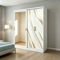 Armoire de rangement moderne en acier imprimé sur mesure avec portes coulissantes pour vêtements, meuble de chambre à coucher