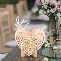 Cadre de cœur en bois créatif bricolage moderne pour décorations de fête de mariage et livre d'or signe-in fabriqué à la main à partir de bois