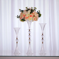 Vase à fleurs transparent en acrylique, centre de table, support pour fleurs de mariage, accessoires de décoration de table pour événements et fêtes de mariage