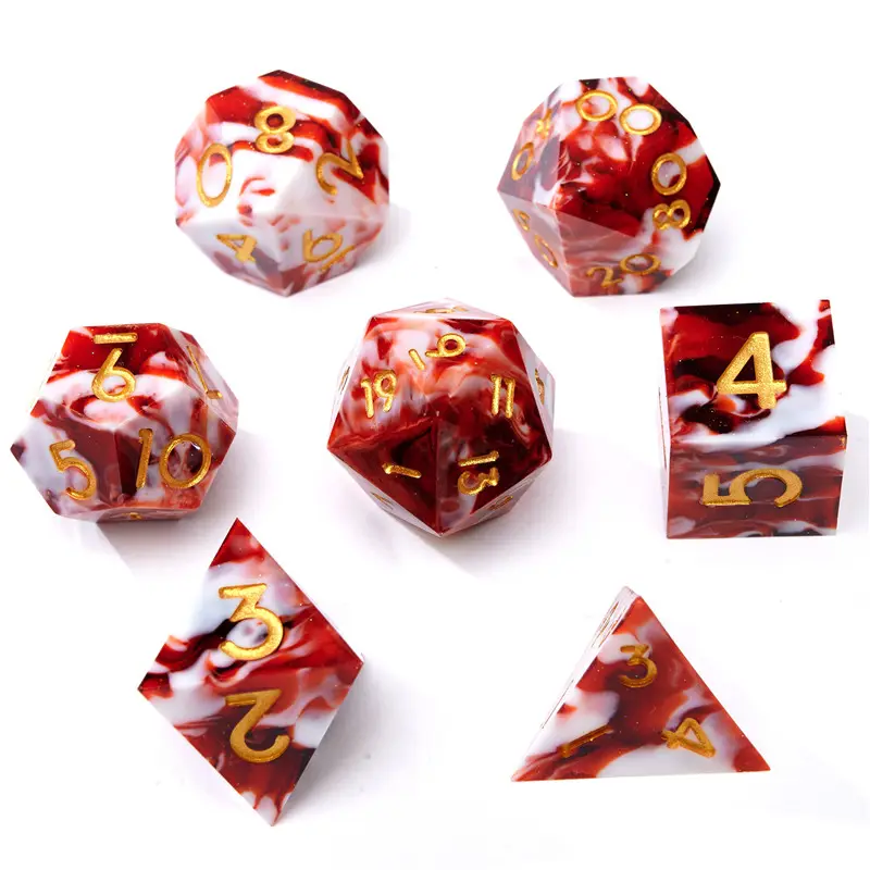 7Pcs Cat Slice Dice Resin D&D Dice D4-D20 Polyhedral Games Set for Role Playing Game Pathfinder RPG sharp dice