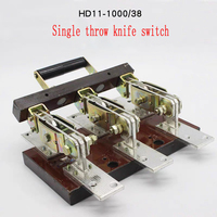 Interrupteur à couteaux tripolaire monophasé de type ouvert HD11-1500/38, 1500A, en cuivre, laiton et plastique, pour déconnexion triphasée à trois fils