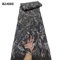 Tissu en dentelle brodée CHOCOO à prix de gros pour femmes, tissu en dentelle africaine OEM gris à sequins