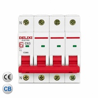 Disjoncteur miniature DELIXI CDB6i MCB 4P C63 6kA 10kA 400V Protection contre les surcharges et les courts-circuits Norme IEC En stock