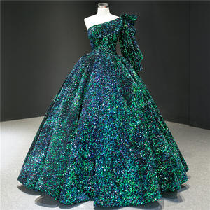 Nouvelle robe de bal de luxe de haute qualité Dream Sequin Puff Robes de mariée de princesse Robe de soirée asymétrique - Product Image 4