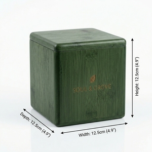 Caja <span class=keywords><strong>de</strong></span> Joyería <span class=keywords><strong>de</strong></span> Bambú Verde Bosque, Cubo <span class=keywords><strong>de</strong></span> Almacenamiento Minimalista Zen con Lámina Dorada, Logotipo Personalizado, Serie Soul & Grove - Product Image 3