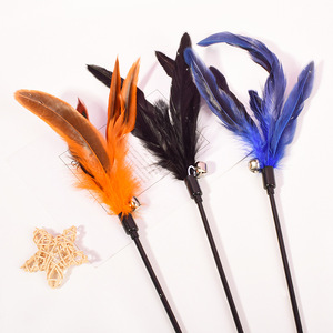 Factory direct sales of cat toys, black rod, large feather cat teaser stick, 65cm, cat scratching and <b>biting</b> feather cat teaser - Product Image 3
