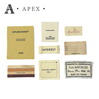 Étiquette de logo textile tissée de marque de vêtements personnalisée APEX pour les vêtements Ourlet Col de chemise Tissu satiné Étiquettes de vêtements pour sac T-shirt