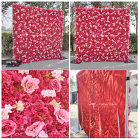 Mur de fleurs artificielles en soie pour mariage, fabricant de décors de toile de fond, idéal pour la location et les événements.