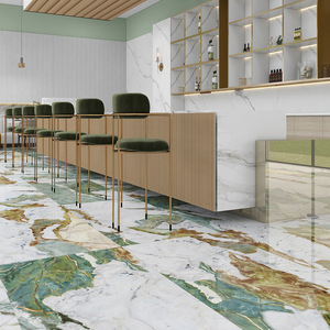 Céramique marbrée verte 750x1500-Carrelages de sol au design moderne et luxueux pour le salon, la salle de bain et le mur de la télévision de l'hôtel haut de gamme - Product Image 3