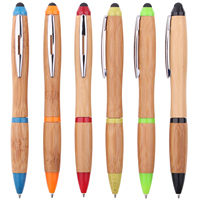 Öko-Bambus Drehkugelschreiber Stylus 2-in-1 Touchscreen-Stift mit Metallclip, Lasergravur, Individuelles Logo, Werbeartikel für Unternehmen