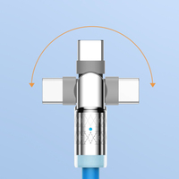 OD6.0 boîtier en zinc TPE souple pliant 180 degrés de rotation PD 3A câble de charge rapide câble USB C