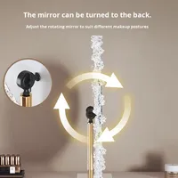 Miroir de maquillage intelligent à LED avec éclairage, 3 couleurs réglables, capteur tactile, rotatif, rond, pour la chambre à coucher
