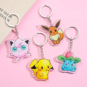 Promotion Anime Pokeman Pikachu Cute Keychain Pendant Clear Plastic Acrylic Key Chain For Children