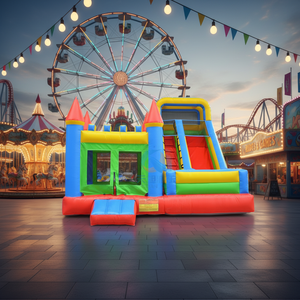 Scivolo Gonfiabile Commerciale Personalizzato 2026, Colorato, con Combo Casa Rimbalzante in PVC per Feste e Parchi <span class=keywords><strong>Giochi</strong></span> Esterni per Bambini - Product Image 1