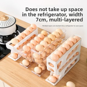 Oeuf roulant boîte de rangement réfrigérateur porte latérale porte-oeufs spécial oeuf organisateur outil plastique matière maison marchandises - Product Image 6
