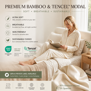 Set <span class=keywords><strong>Pigiama</strong></span> da <span class=keywords><strong>Donna</strong></span> OEM di Alta Qualità, Morbido, Traspirante, Ecologico, con Elastico in Vita, Maniche Lunghe e Stampa - Product Image 3