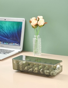 Портативный USB кабель для передачи данных с крышкой пластиковый органайзер, прозрачный акриловый прямоугольный ящик для хранения офисного стола - Product Image 6