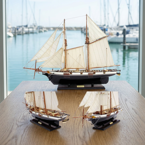 HARVEYE Maquette de bateau nautique historiquement fidèle en bois d'acacia, peinte à la main, décoration d'intérieur, boîtes en bois et panneaux muraux - Product Image 3