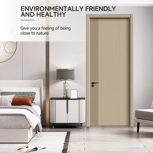 Puerta Interior de Madera Compuesta Ecológica con Pintura al Agua, Color Personalizable, Diseño Tallado para Baño Moderno o Bodega - Product Image 3