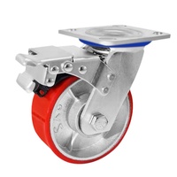 Roue pivotante industrielle robuste en PU avec frein, roue en polyuréthane pour chariot