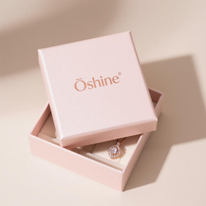 Portagioie con Logo personalizzato, cassetto scorrevole in cartone stampato rosa, per orecchini con collana, confezione regalo elegante - Product Image 1