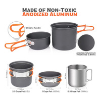Ultraleichtes Aluminium-Outdoor-Kochgeschirrset zum Wandern und Picknicken von Camping töpfen aus strap azier fähigem Metall