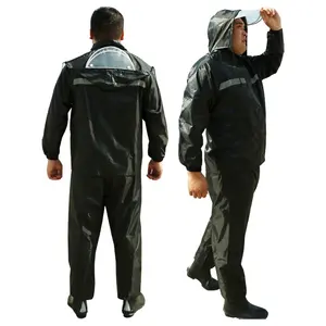 Vente en gros tissu oxford pvc adulte imperméable veste pantalon ensemble extérieur moto imperméable