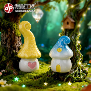 Mushroom Fairy House Resin Crafts <b>Miniature</b> Decor Home Decoration Desktop Ornament - Product Image 2