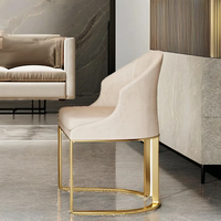 Chaises de salle à manger de luxe italiennes haut de gamme, modernes, en acier inoxydable, en cuir PU, contemporaines, fauteuil de loisirs pour la maison et le bureau