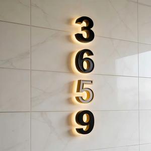 Custom Acrylic Stainless Steel Backlit LED <b>Logo</b> Sign for Business Office Shop Outdoor 3D <b>Wall</b> Signage - Product Image 2