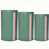 Boîte à thé cylindrique de qualité alimentaire, boîte de rangement à thé ronde en métal vide avec double couvercle, impression de logo personnalisée disponible