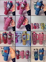 Venta al por mayor de fábrica: Vaso térmico de acero inoxidable de 40 oz, sin BPA, ecológico, de boca ancha con asa y pajita, logotipo personalizado