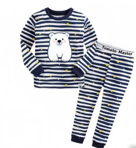 Vente flash - Pyjamas d'hiver à manches longues de style décontracté, super doux et respirants, motifs personnalisés, ensemble 2 pièces pour bébés garçons et filles, OEM - Product Image 2