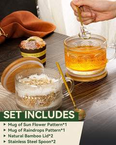 Tasses à café minimalistes de 14 oz avec couvercles en bambou, compatibles lave-vaisselle et micro-ondes, cadeau de rentrée scolaire - Product Image 2