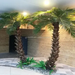Customized Size UV Resistant Plastic Palm Tree Preserved Trunk Nearly Natural Artificial Palm Tree Outdoor for Garden