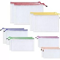 Pochette zippée en maille A6 durable, en PVC |   Sac de rangement pour fournitures de bureau pour étudiants, rangement pour puzzles et jeux de société