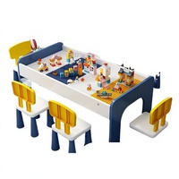 Bloques de Construcción para Niños, Juego de Mesas y Sillas, Rompecabezas de Piezas Grandes, Mesa de Juego de Madera Multifuncional de Gran Tamaño