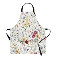 Tablier en polyester Britimes pour la cuisine, la pâtisserie, le jardinage, pour femmes et hommes, avec poches, motifs floraux bohèmes, papillons, hortensias