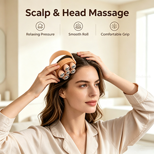 Masseur à rouleaux en bois à 7 billes pour <span class=keywords><strong>drainage</strong></span> <span class=keywords><strong>lymphatique</strong></span>, outil de thérapie en bois pour le cou, les épaules, les jambes, l'abdomen, massage corporel complet - Product Image 4
