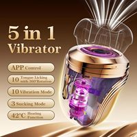 NOUVEAU Vibrateur pour femmes à design rose, contrôlé par application, 10 vitesses de vibration, 3 vitesses de succion buccale, léchage de la langue, stimulation anale, clitoridienne et des mamelons
