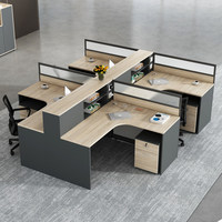 Ensemble de chaises de bureau avec cloison de séparation, design minimaliste moderne, en forme de T/E/F/I/L, démontable et assemblable, pour 2-4-6 personnes