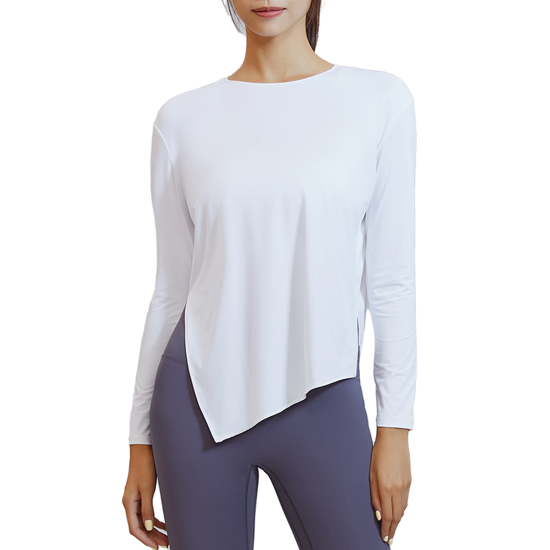 Women's Long Sleeve Athletic Workout Top Quick Dry Spandex/Nylon Solid Crew Neck 180GSM Gym Yoga Wear One Piece Loose Fit Shirt