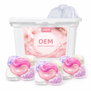 OEM 6D Laundry <b>Detergent</b> Pods 6 in 1 Plant Based Multi Chamber Laundry Capsules White Peach Floral Fragrance <b>Washing</b> <b>Detergent</b> - Product Image 1