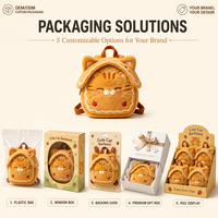 Sac à dos pour enfants en peluche Kawaii en forme de chat en pain d'épices, cadeau idéal pour Noël et les anniversaires des petites filles