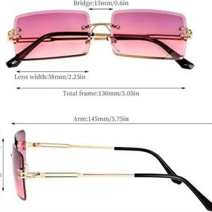 Gafas de Sol Unisex de Estilo Retro con Montura Cuadrada Sin Aro y Lentes Transparentes, Cómodas y Elegantes con Montura de Metal Negro para Hombre y Mujer - Product Image 2