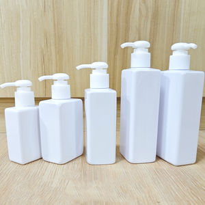 Bouteille en plastique PET pour shampooing et <span class=keywords><strong>gel</strong></span> <span class=keywords><strong>douche</strong></span> 100ml 150ml 200ml 250ml 300ml 500ml Bouteille distributrice carrée blanche de lotion pour lavage corporel - Product Image 3