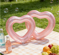 Bouée de natation gonflable en PVC en forme de cœur KLAND, très vendue, avec paillettes à l'intérieur, pour femmes